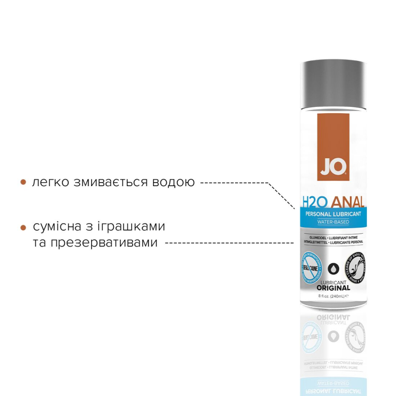 Анальная смазка JO ANAL H2O – ORIGINAL (240 мл) на водной основе, растительный глицерин