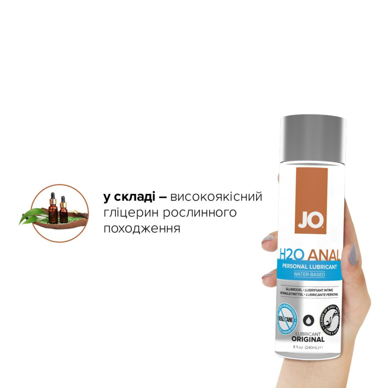Анальная смазка JO ANAL H2O – ORIGINAL (240 мл) на водной основе, растительный глицерин