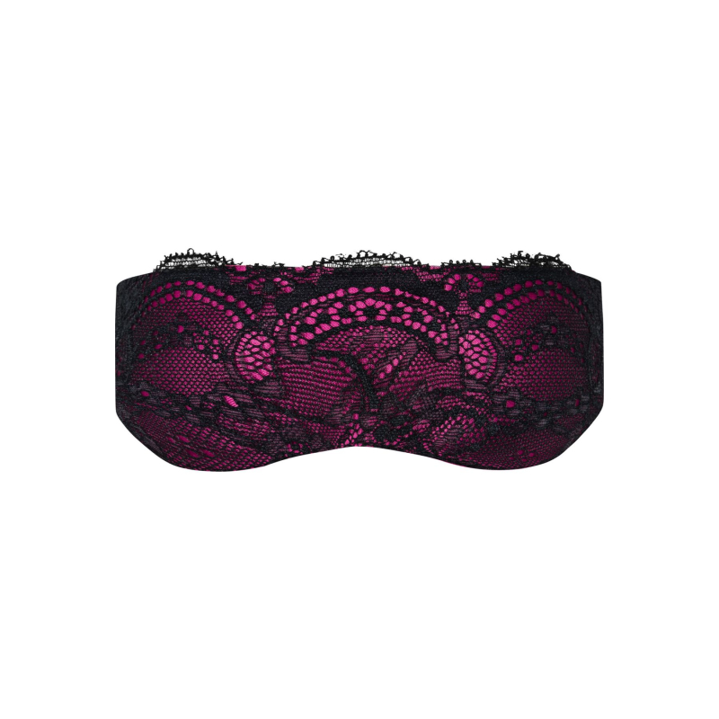 Атласная маска для сна Obsessive Roseberry mask, розовый, украшенная кружевом