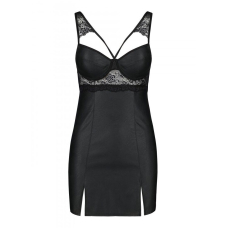 Бебі–дол з еко–шкіри та мережива Passion LOONA CHEMISE S/M, чорний колір