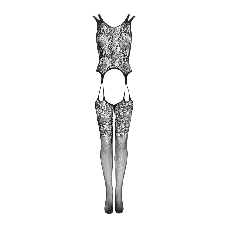 Бодістокінг Obsessive Bodystocking F237 XL/XXL, рослинне плетіння, імітація панчіх