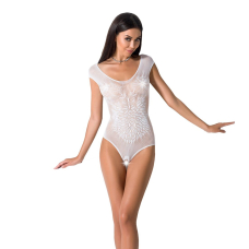 Бодістокінг Passion BS064 One Size, білий, боді, закрите плече, відкритий доступ