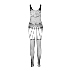 Бодістокінг Passion ECO BS001 One Size Білий, з доступом, імітація підв’язок, флористичний декор
