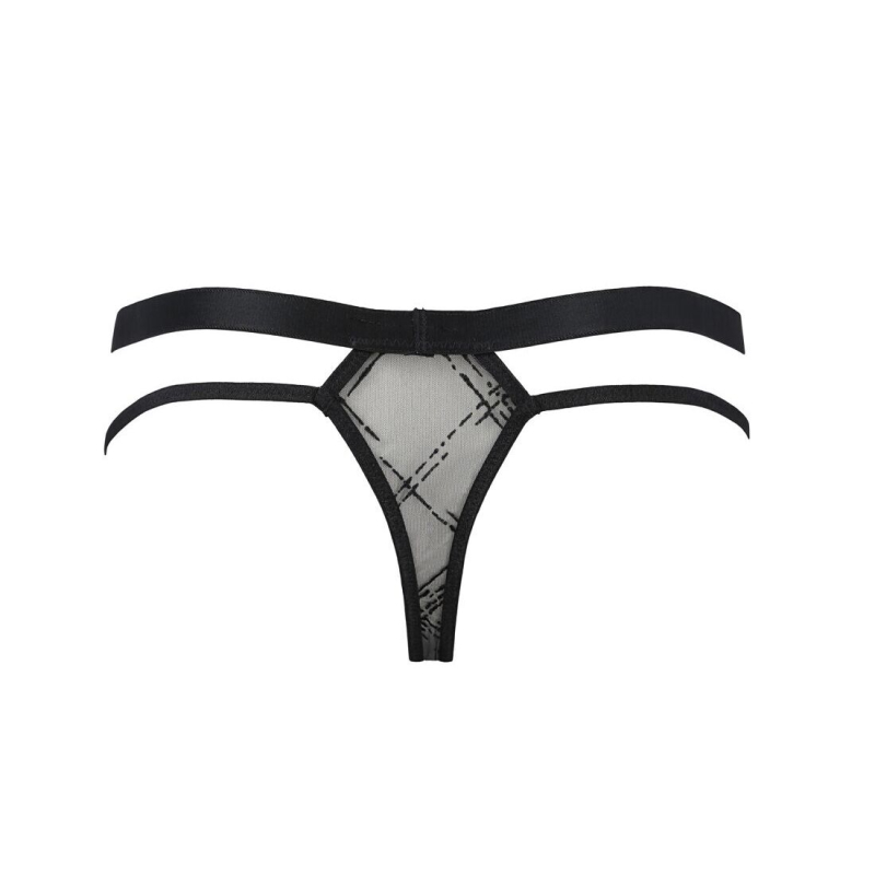 Мужские прозрачные стринги Passion 029 THONG COLLIN 2XL/3XL Чёрный цвет, сетка