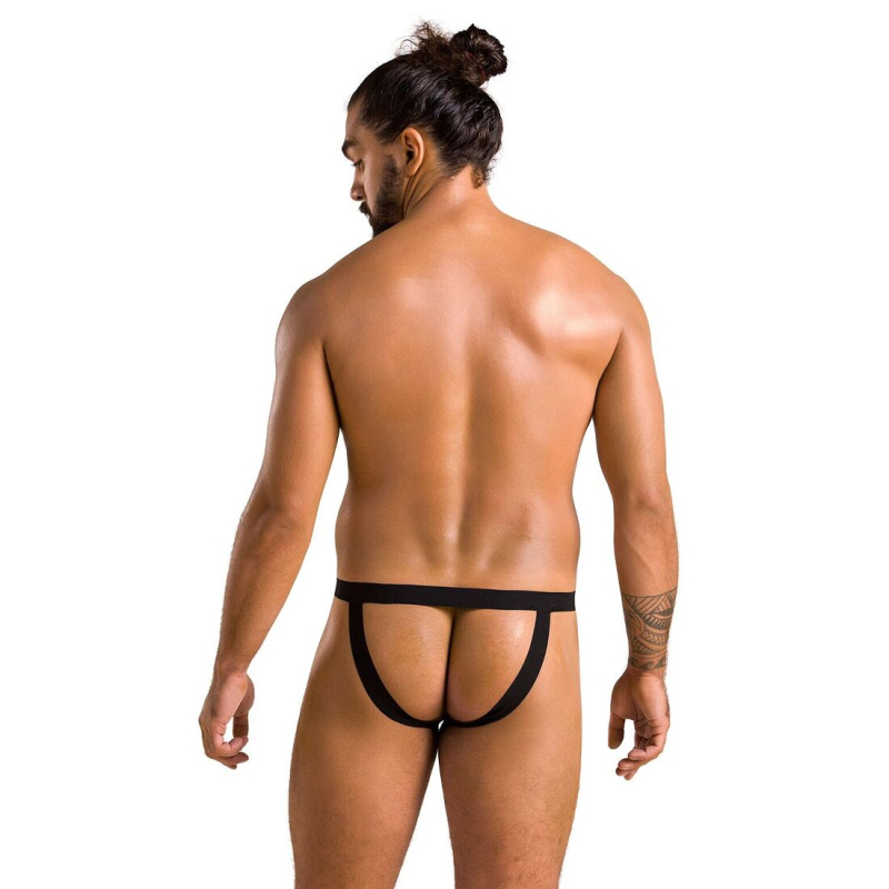 Мужские слипы на шнуровке Passion 044 SLIP BEN L/XL Черный цвет, экокожа, люверсы