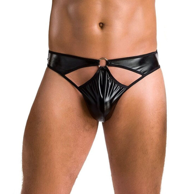 Чоловічі стринги Passion 033 THONG PAUL 2XL/3XL Чорний колір, під латекс