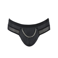 Чоловічі труси з ланцюжком Passion 030 SLIP TOM S/M Чорний колір, екошкіра, відкриті сідниці