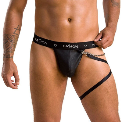 Чоловічі трусики танга з підв’язкою Passion 058 THONG BILL L/XL Чорний колір