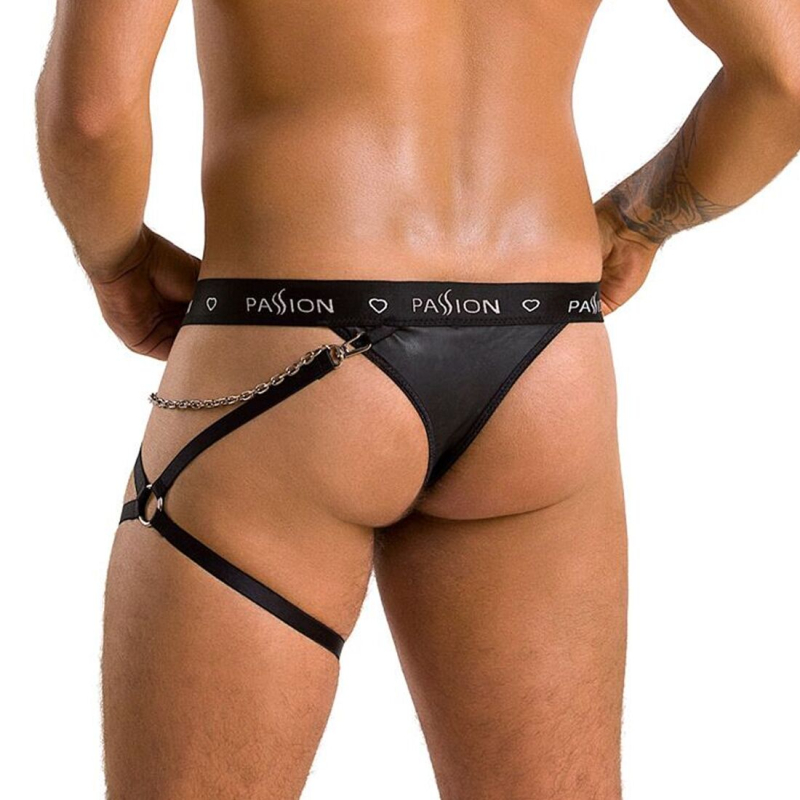 Чоловічі трусики танга з підв’язкою Passion 058 THONG BILL L/XL Чорний колір