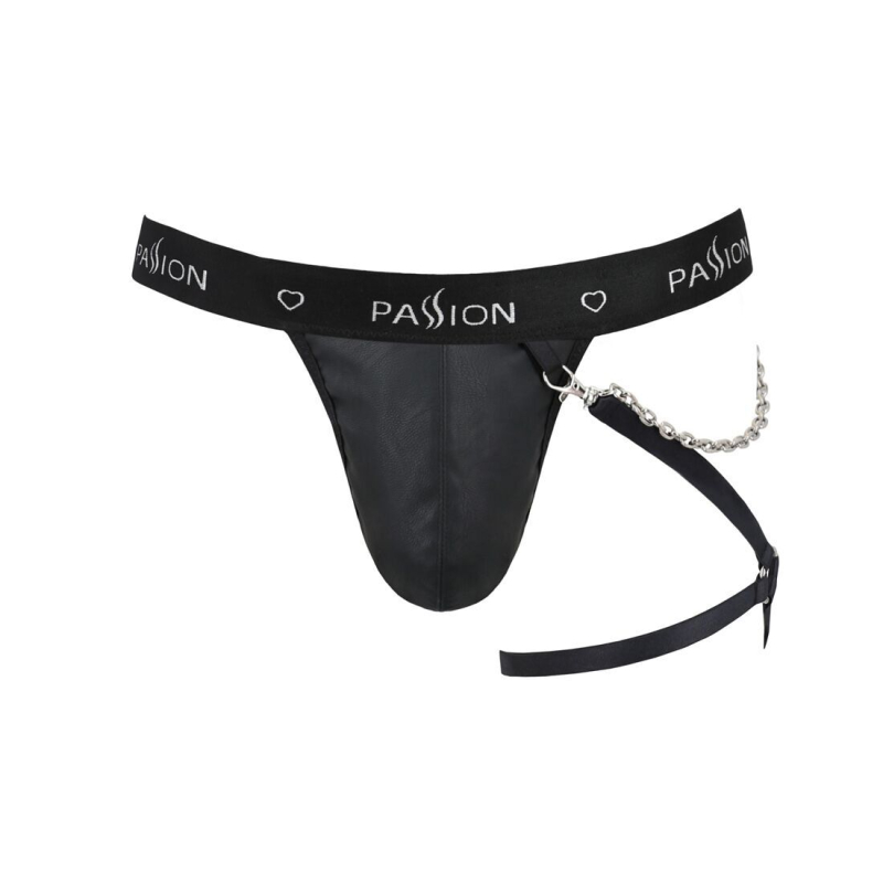 Чоловічі трусики танга з підв’язкою Passion 058 THONG BILL L/XL Чорний колір