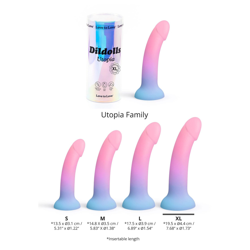 Дилдо на присоске Love To Love Dildolls Utopia XL – ультрамягкий, 19.5 см