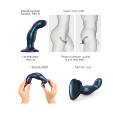 Дилдо Strap-On-Me DILDO PLUG SNAKY METALLIC BLUE, размер M, диаметр 4 см, вводная длина 15.3 см