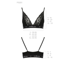 Еластичний топ з мереживом Passion PS001 TOP S, чорний колір
