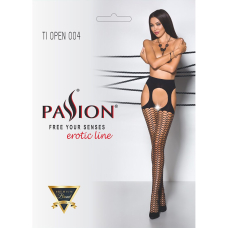 Еротичні колготки Passion TIOPEN 004 3/4 (fishnet 40 den), чорний колір, імітація панчох і пояса