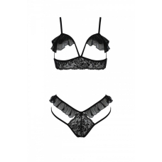 Еротичний комплект Passion DOLLY SET, 2XL/3XL, чорний колір, з відкритими чашками
