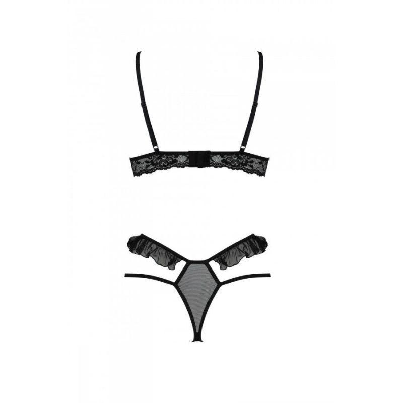 Еротичний комплект Passion DOLLY SET, 2XL/3XL, чорний колір, з відкритими чашками