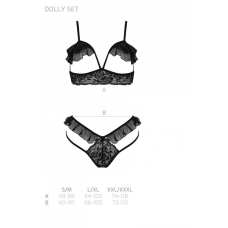 Еротичний комплект Passion DOLLY SET, 2XL/3XL, чорний колір, з відкритими чашками