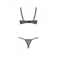 Еротичний комплект Passion MARINA SET WITH OPEN BRA, S/M, чорний колір, відкриті чашки