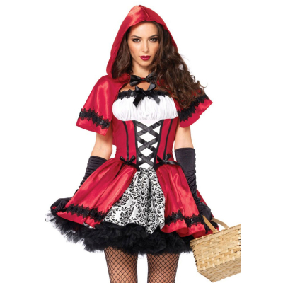 Эротический костюм Красной шапочки Leg Avenue Gothic Красный Riding Hood S, платье, накидка