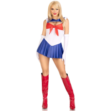Еротичний костюм Сейлор Мун Leg Avenue Sexy Sailor S, сукня, рукавички, бант – синій/білий/червоний