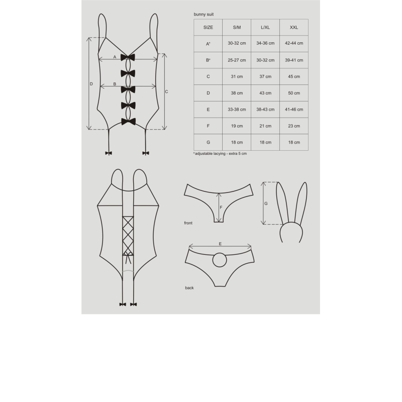 Еротичний костюм зайчика Obsessive Bunny suit 4 pcs, pink L/XL, білий/рожевий