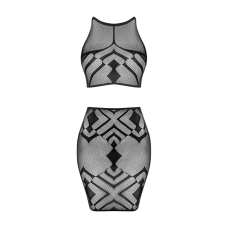 Еротичний напівпрозорий комплект Obsessive K101 top & skirt S/M/L, топ, спідниця