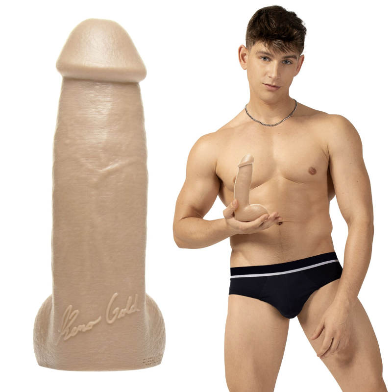 Фалоімітатор Fleshjack Boys Reno Gold, за зліпком пеніса порноактора, довжина 19 см