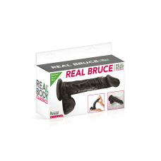 Фалоімітатор на присосці Real Body – Real Bruce Black, TPE, довжина 23 см, діам. 4.2 см