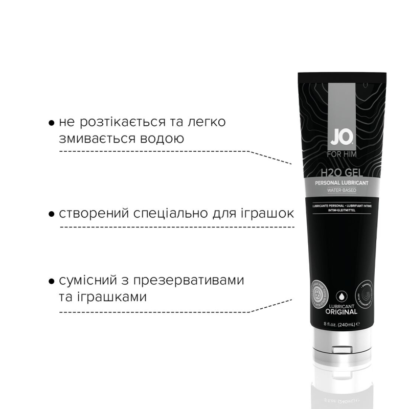 Густа змазка на водній основі JO H2O GEL – ORIGINAL (240 мл), рослинний гліцерин