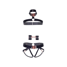 Комплект атласних ременів для бондажу Leg Avenue Satin elastic harness Set, One size, Чорний колір
