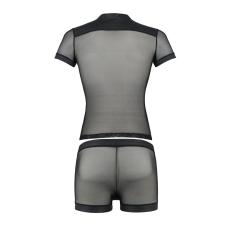 Комплект сітчастої чоловічої білизни Passion 052 SET MICHAEL 2XL/3XL Чорний сорочка, боксери заклепки