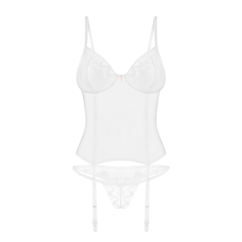Корсет Obsessive Alissium corset & thong, XS/S, гнучкі кісточки, відкрита спина, стрінги в комплекті