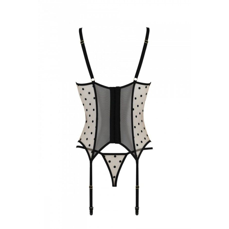 Корсет Passion MARINA CORSET, L/XL, кремовый/черный, с открытыми чашками