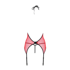 Корсет з пажами для панчіх Passion PEONIA CORSET 2XL/3XL червоний стрінги