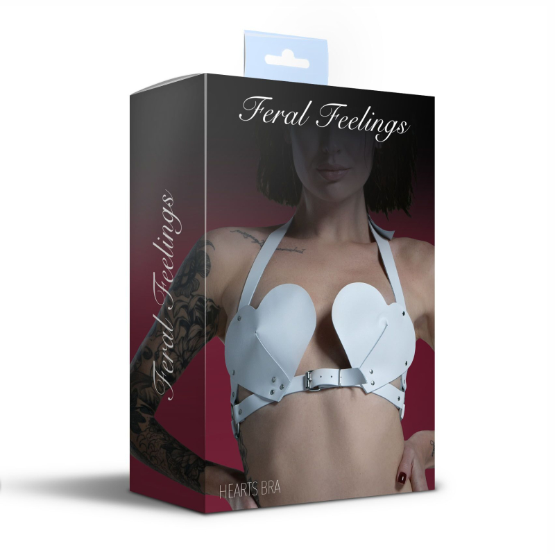 Ліф Серце з натуральної шкіри Feral Feelings – Hearts Bra Білий