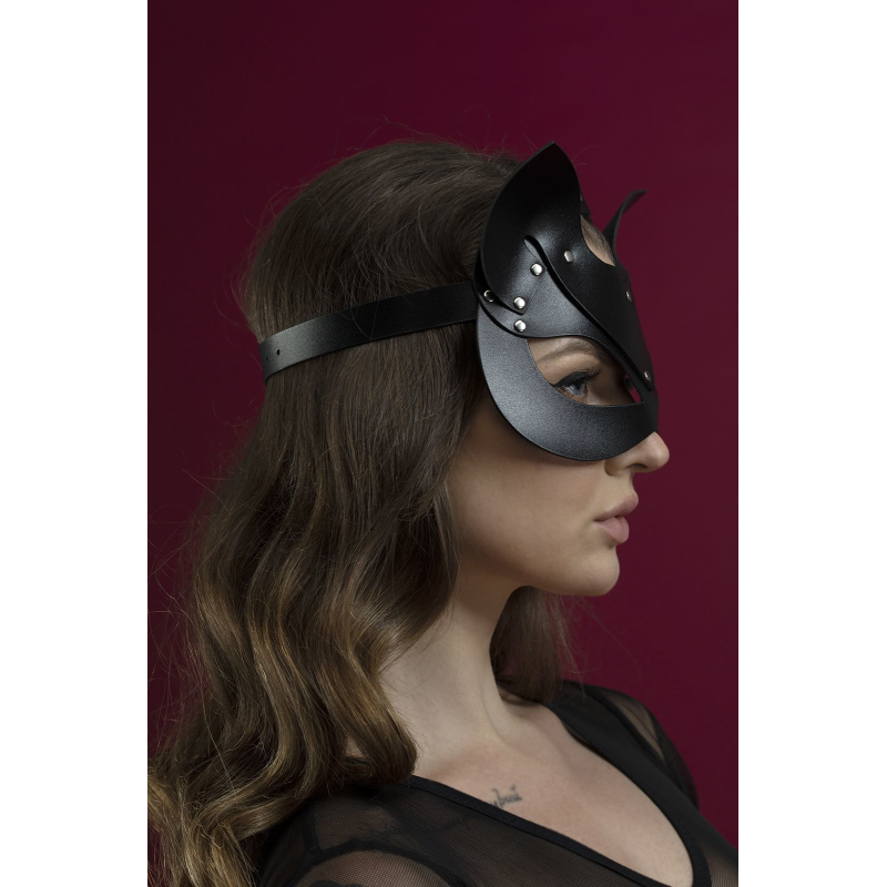 Маска кішечки Feral Feelings – Catwoman Mask, натуральна шкіра, чорна