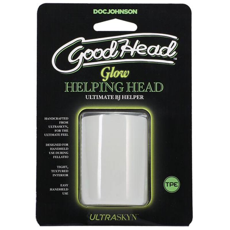 Мужской мастурбатор Doc Johnson GoodHead Glow Helping Head – сквозной, светится в темноте