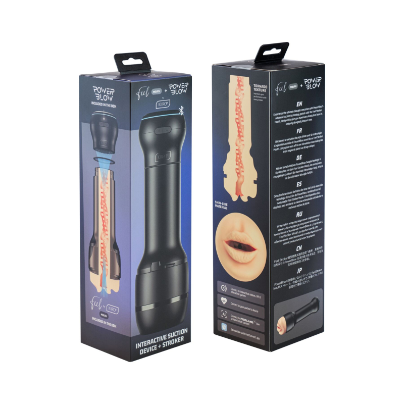 Мастурбатор для чоловіків ротик – Kiiroo Feel Mouth зі всмоктувальною інтерактивною насадкою PowerBlow Combo Set