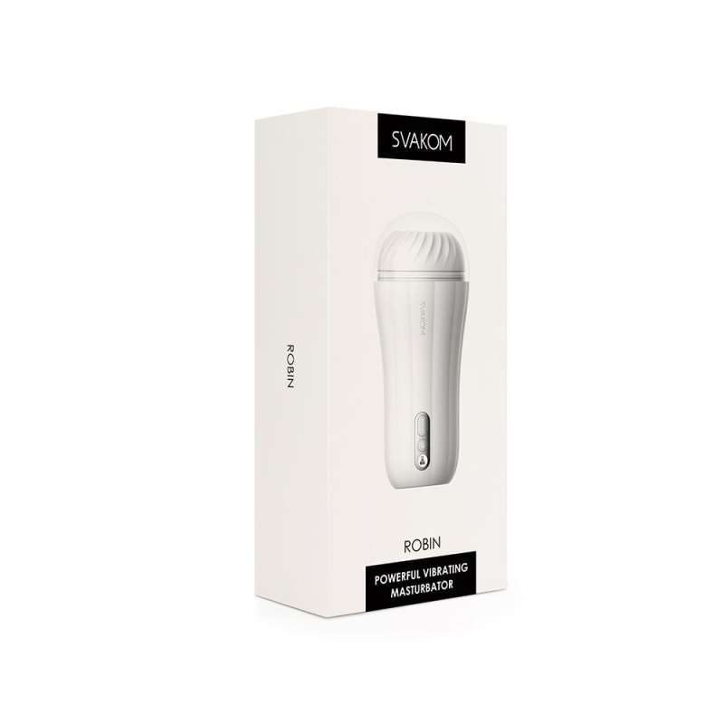 Мастурбатор с вибрацией Svakom Robin White + функция Boost, LED–экран
