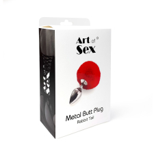 Металева анальна пробка М Art of Sex – Bunny Tails Butt plug, Білий