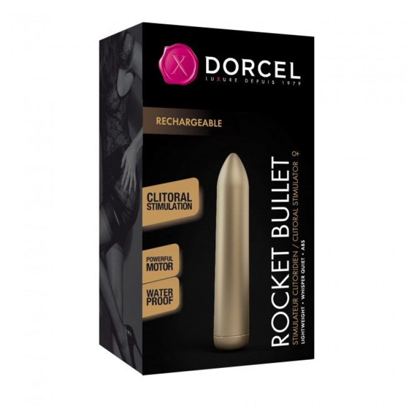Міні вібратор віброкуля Dorcel Rocket Bullet Gold – 16 режимів вібрації та загальною довжиною 8.8 см