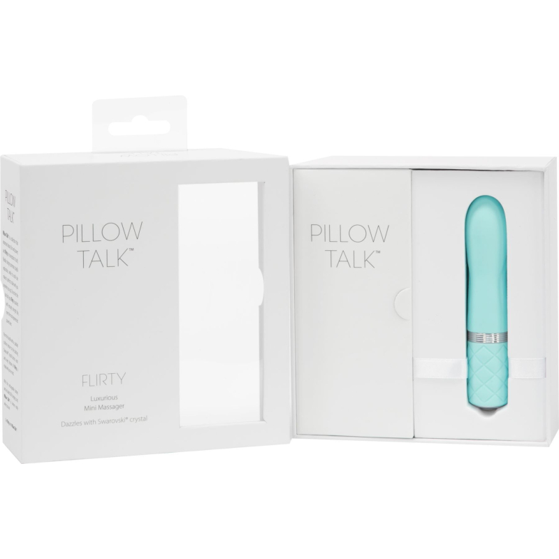 Міні-вібратор з кристалом Сваровські – PILLOW TALK Flirty Teal – гнучка голівка + турбо-кнопка