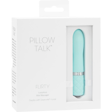 Міні-вібратор з кристалом Сваровські – PILLOW TALK Flirty Teal – гнучка голівка + турбо-кнопка