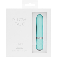 Міні-вібратор з кристалом Сваровські – PILLOW TALK Flirty Teal – гнучка голівка + турбо-кнопка