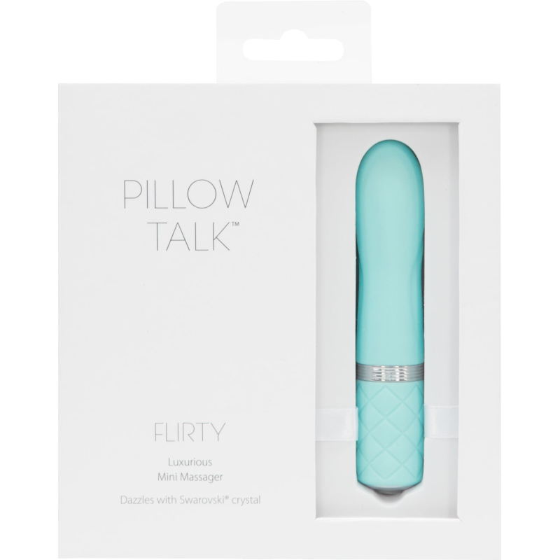 Міні-вібратор з кристалом Сваровські – PILLOW TALK Flirty Teal – гнучка голівка + турбо-кнопка