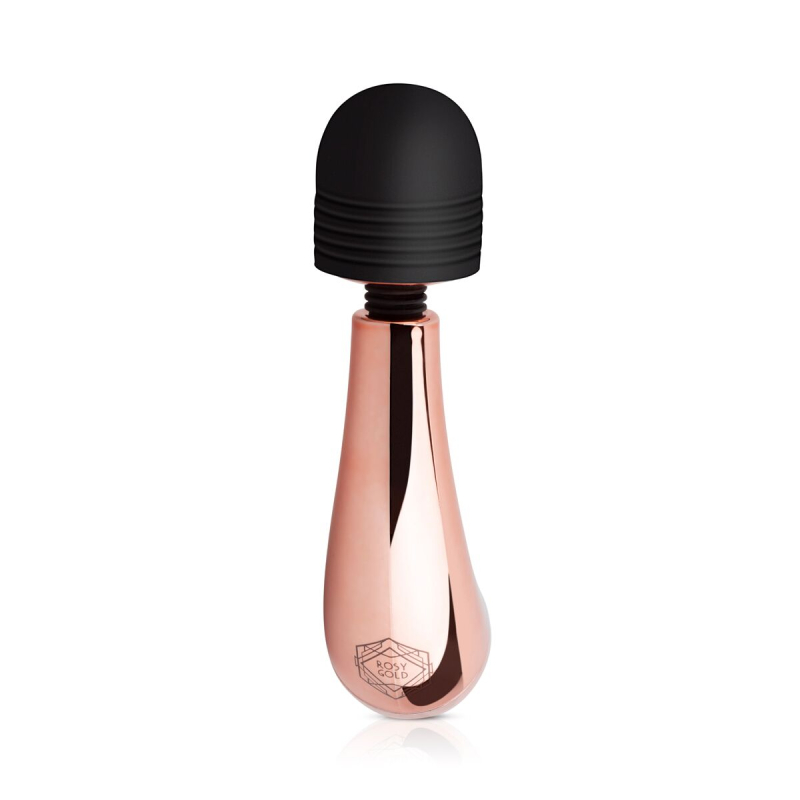 Міні вібромасажер з вигином – Rosy Gold Nouveau Mini Curve – гнучка головка, 10 режимів вібрації, довжина 12 см