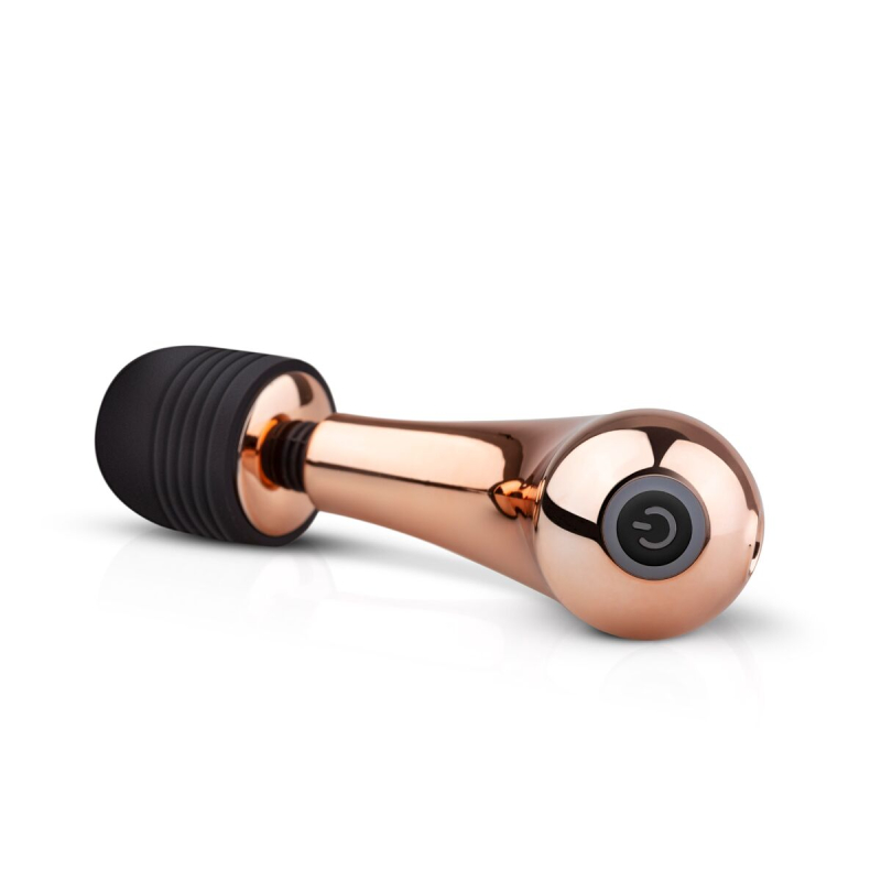Міні вібромасажер з вигином – Rosy Gold Nouveau Mini Curve – гнучка головка, 10 режимів вібрації, довжина 12 см