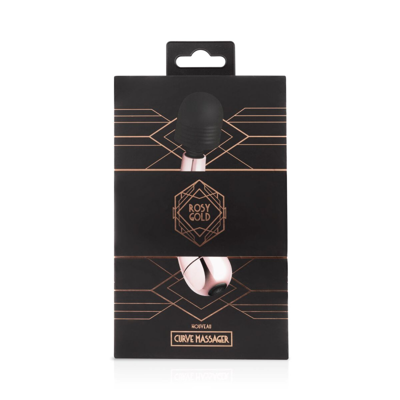 Міні вібромасажер з вигином – Rosy Gold Nouveau Mini Curve – гнучка головка, 10 режимів вібрації, довжина 12 см