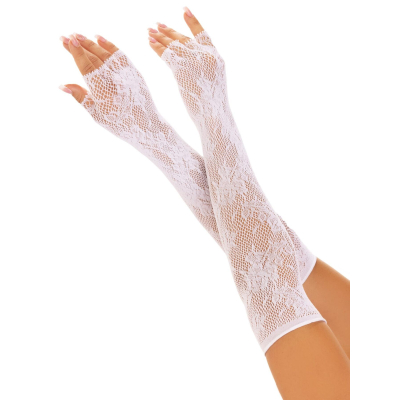 Мітенки Leg Avenue Lace Opera Length Fingerless Gloves Білий