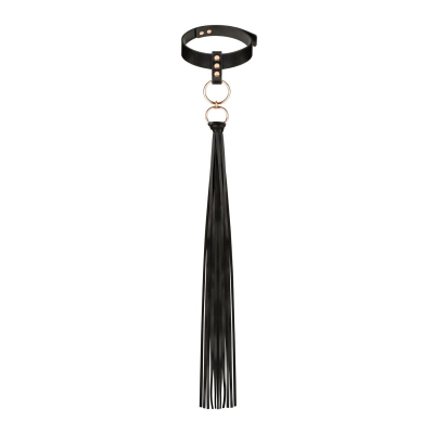 Ошейник с флогером Rosy Gold - Collar with Flogger - Black